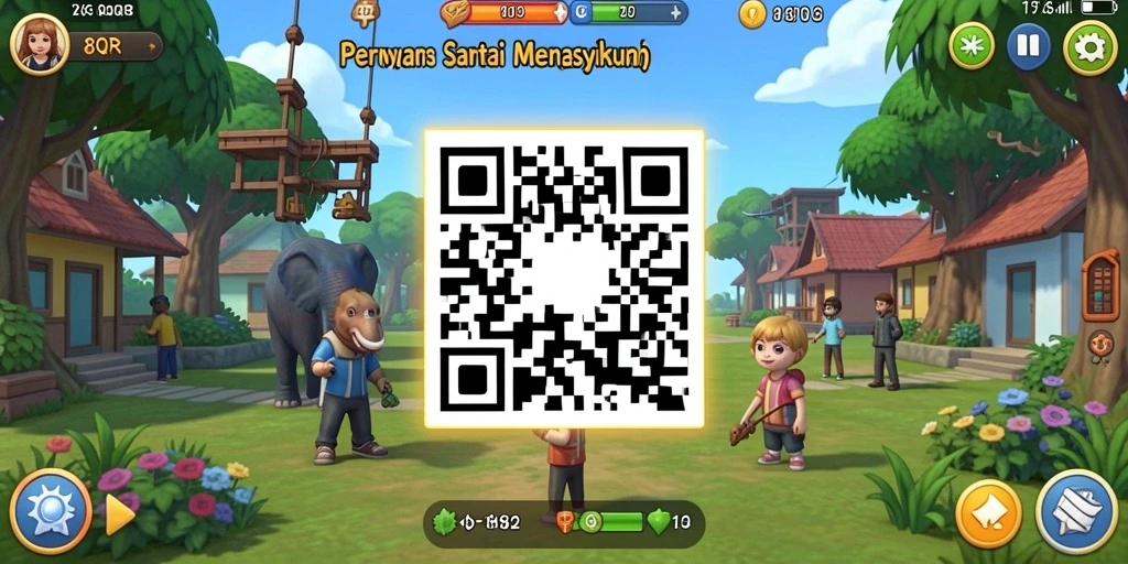 Tampilan gameplay 8QR yang ceria dan penuh warna.