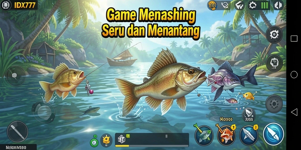 Tampilan gameplay <strong>IDX777</strong> menampilkan aksi memancing yang seru dan menantang.