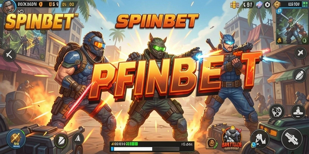 Screenshot gameplay SPINBET yang memukau saat pertarungan Battle Royale.