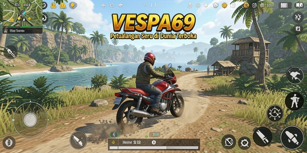 Screenshot VESPA69 yang menunjukkan gameplay seru di dunia terbuka.