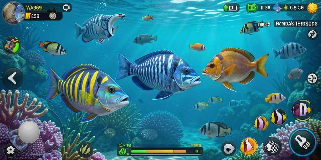 Tampilan gameplay WA369 menampilkan keseruan menembak ikan dengan grafik menawan.