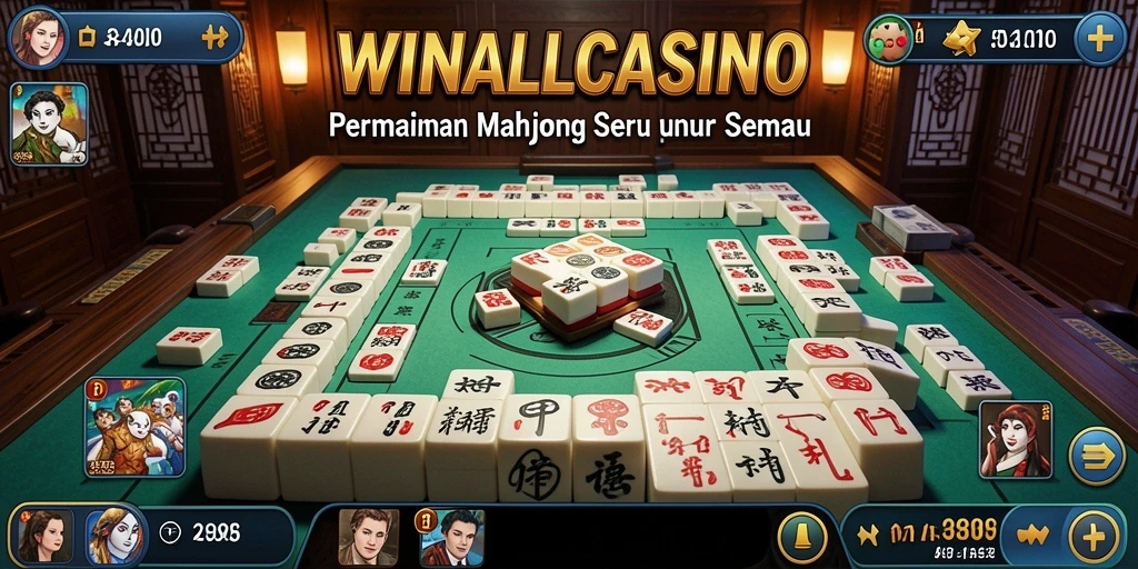 Screenshot dari gameplay <strong>WINALLCASINO</strong> yang memperlihatkan momen seru permainan Mahjong.